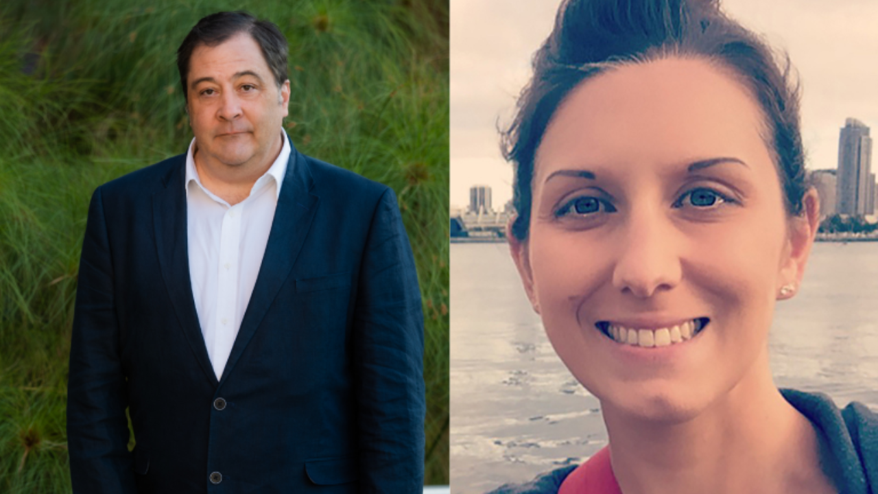 Split image showing Ralph Marcucio on the left and Erica Hutchins on the right