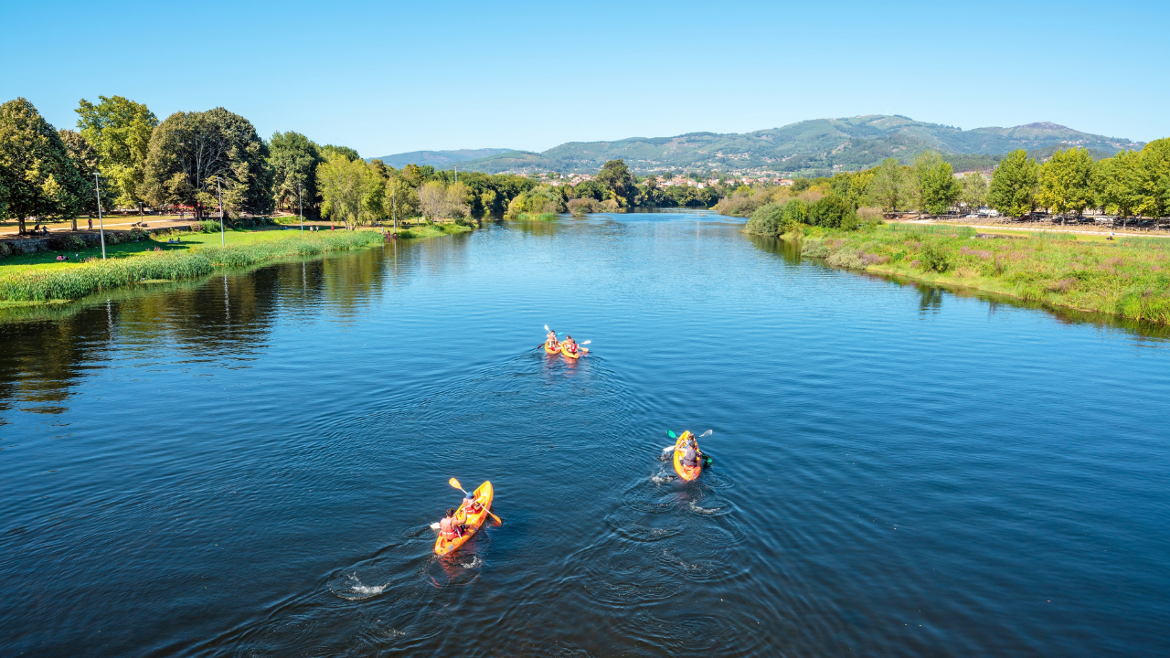 Kayakers on a wide river