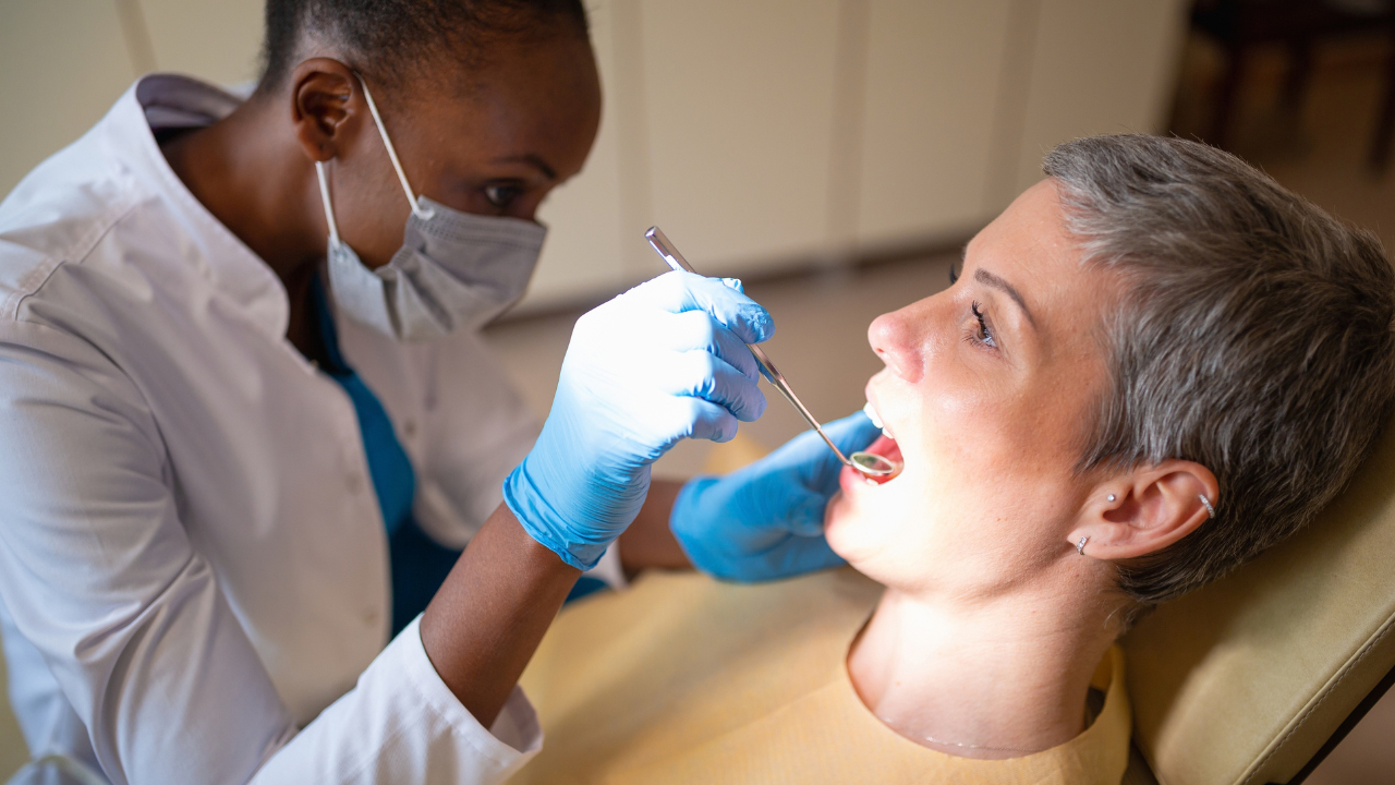 Dentist working with a patient