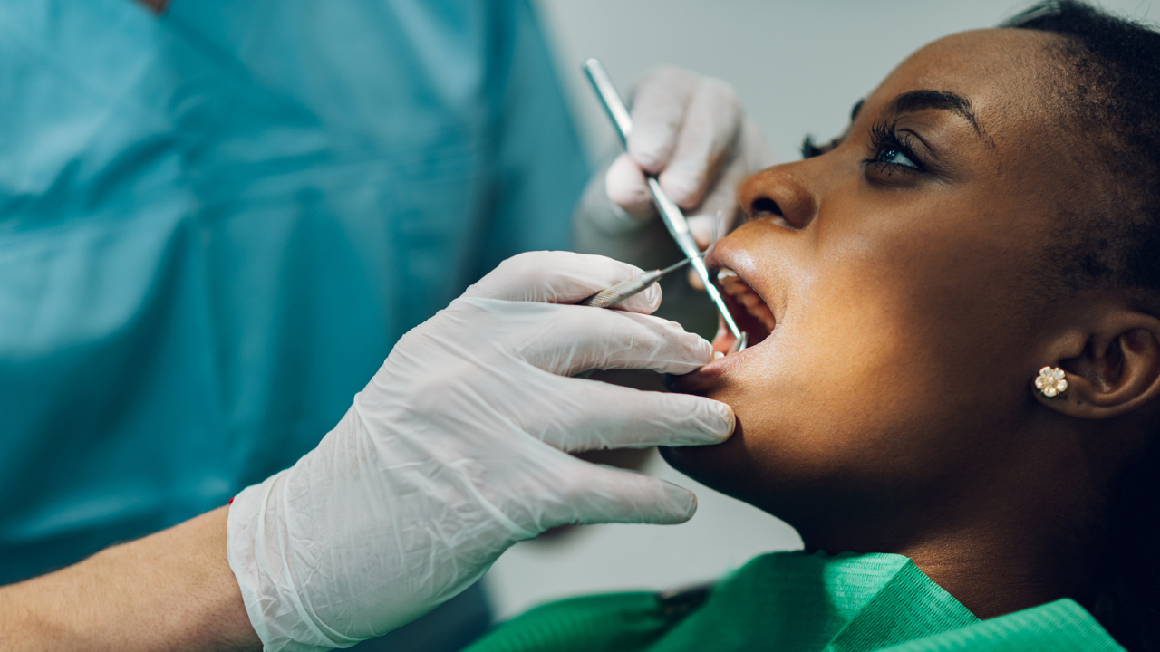 patient receiving care from a dentist