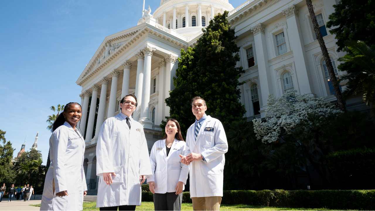 Dean Mike Reddy and students at the capitol in Sacramento to pitch DDS-ASPIRE