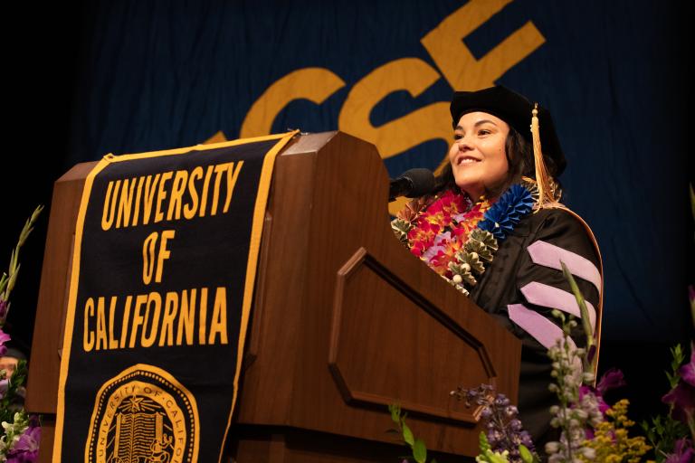 Dr. Natalia Acosta delivers student address