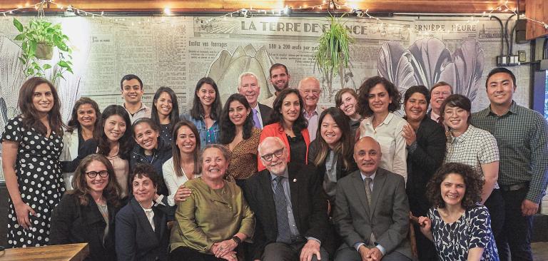 Faculty, staff, residents and alumni at Jerry Nelson's retirement dinner.