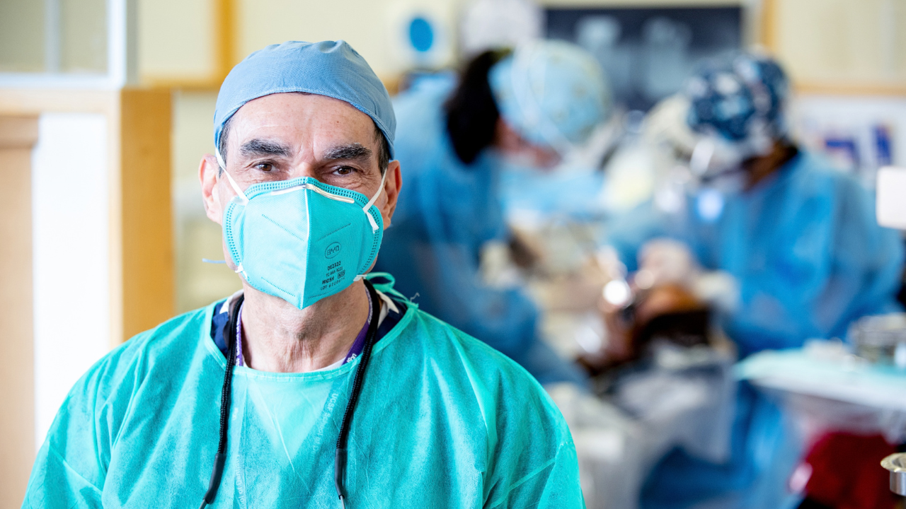 Dean Reddy in clinic during COVID-19 protocols