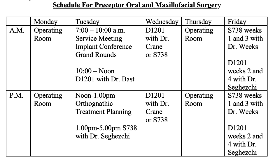 sample schedule