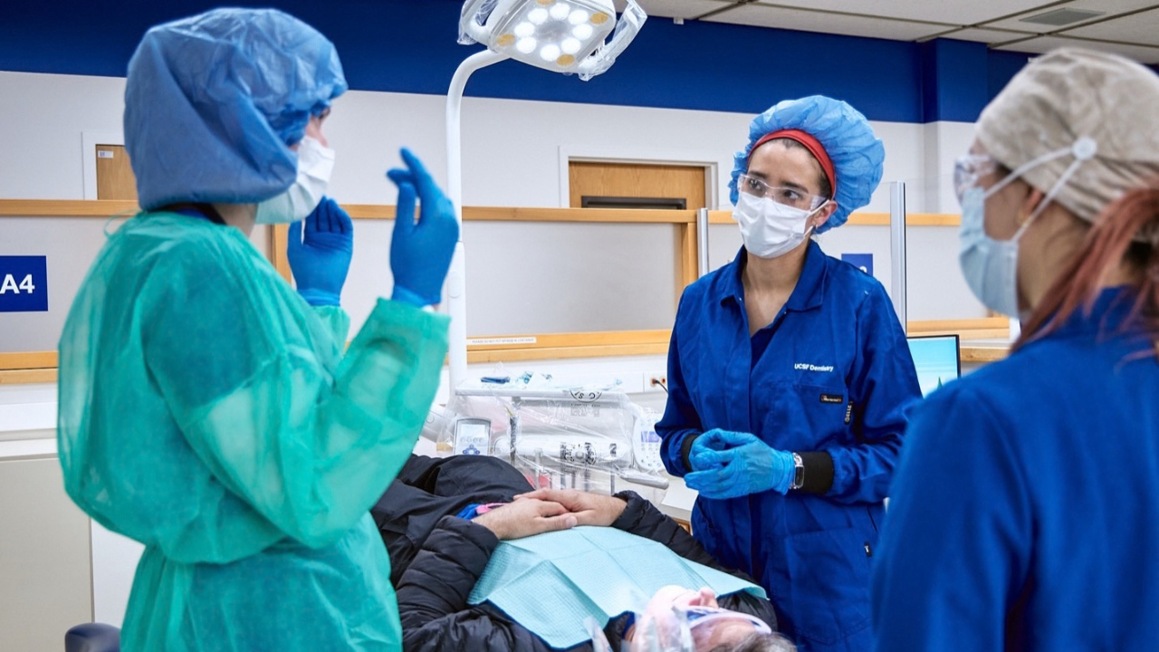 Volunteer dentists see patients at the UCSF Community Dental Clinic