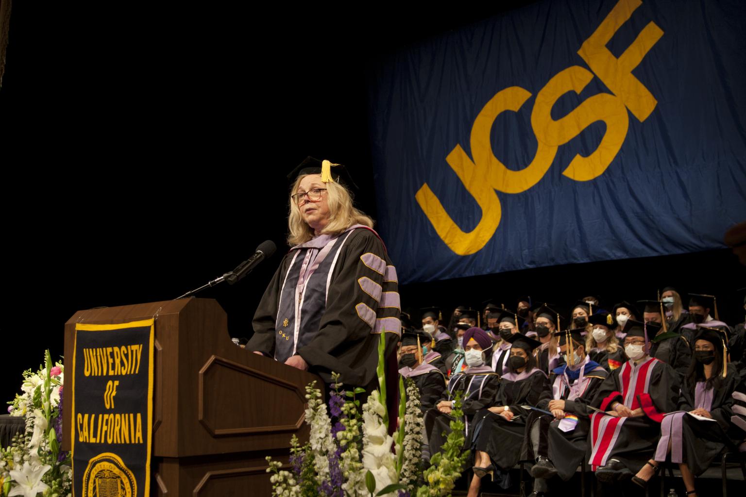 Karen West, president and CEO of ADEA, gave the keynote at the UCSF Dentistry commencement on June 6, 2022.