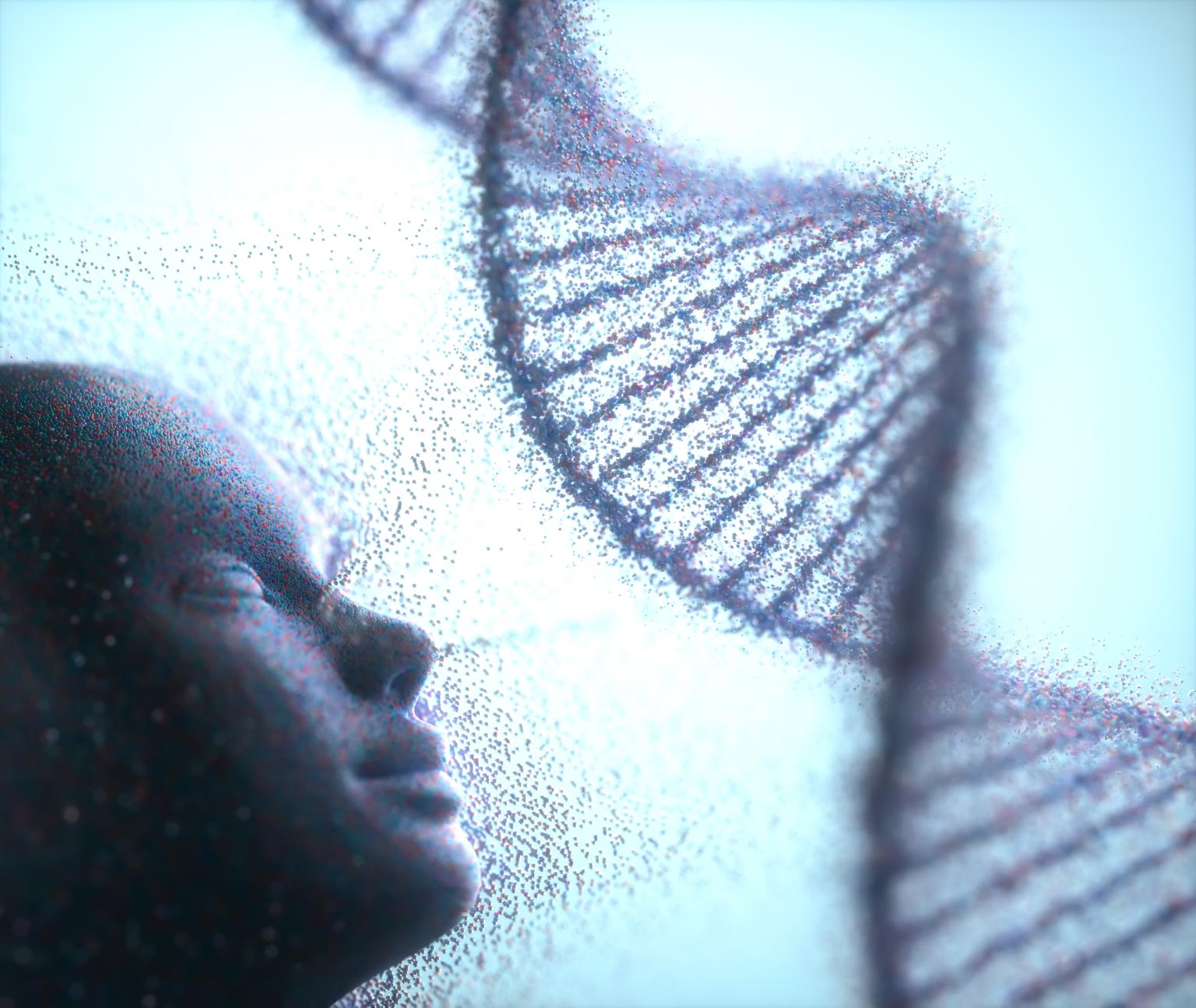 image of face and dna strand