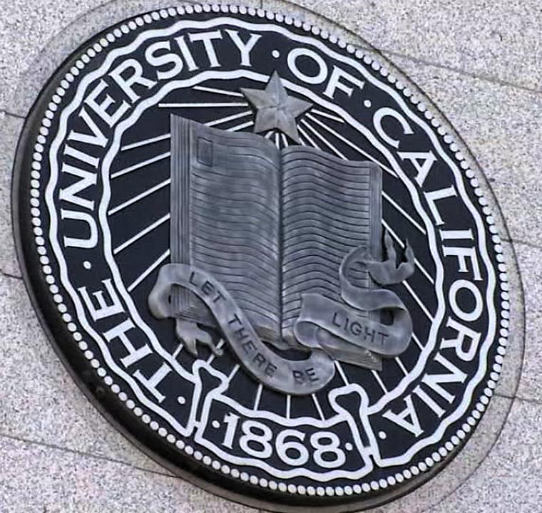 The University of California seal that reads 1868 Let There Be Light